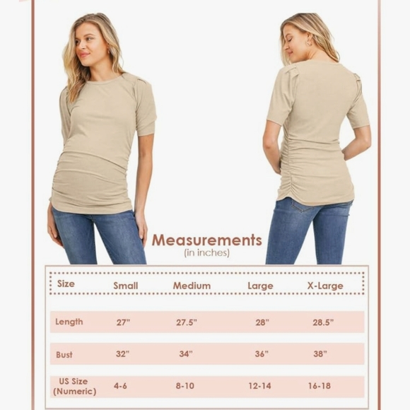 Hello Miz - Ribbed puffed sleeve Pregnancy Maternity t shirt top - Picture 8 of 8